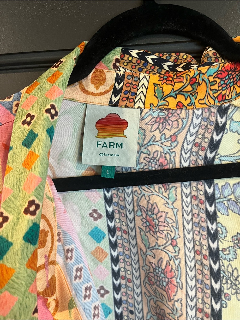 FARM Rio Multicolor Floral & Paisley Wrap Dress - Pink, Yellow, Orange, Green - Picture 4 of 4